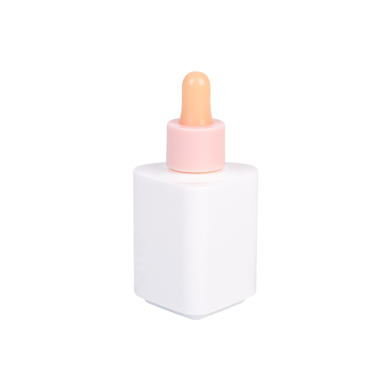 50ml PET White Serum Dropper Bottle with Pastel Peach Tip